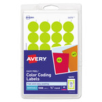 Avery Printable Self-Adhesive Removable Color-Coding Labels, 0.75" dia, Neon Yellow, 24/Sheet, 42 Sheets/Pack, (5470) View Product Image