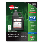 Avery UltraDuty GHS Chemical Waterproof and UV Resistant Labels, 4 x 4, White, 4/Sheet, 50 Sheets/Pack (AVE60524) View Product Image