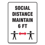 Accuform Social Distance Signs, Wall, 7 x 10, "Social Distance Maintain 6 ft", 2 Humans/Arrows, White, 10/Pack (GN1MGNF547VPESP) View Product Image