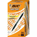 BIC SoftFeel Retractable Ball Pens - 1 mm Medium Pen Point - Retractable - Black Ink - Black Barrel Product Image 