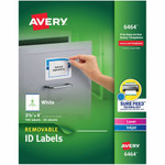 Avery Removable I.D. Labels - 3 21/64" Width x 4" Length - Removable Adhesive - Rectangle - Inkjet, Laser - White Product Image 