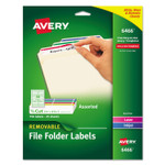 Avery Removable File Folder Labels with Sure Feed Technology, 0.66 x 3.44, White, 30/Sheet, 25 Sheets/Pack AVE6466 View Product Image