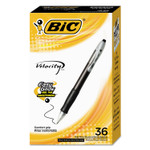 BIC Velocity Easy Glide Ballpoint Pen Value Pack, Retractable, Medium 1 mm, Black Ink, Black Barrel, 36/Pack (BICVLG361BK) View Product Image