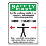 Accuform Social Distance Signs, Wall, 10 x 14, Customers and Employees Distancing Clean Environment, Humans/Arrows, Green/White, 10/PK (GN1MGNG908VPESP) View Product Image