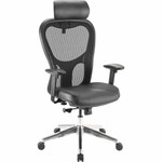 Lorell Elevate Mesh High-Back Executive Office Chair - Black Seat Color - Leather Seat Material - Aluminum Frame Material - 5-star Base Product Image 