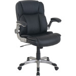 NuSparc Leather Rolling Chair - Mid Back - 5-star Base - Black - Bonded Leather - Armrest Product Image 
