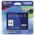 Brother P-Touch TZe Standard Adhesive Laminated Labeling Tape, 0.23" x 26.2 ft, White on Black (BRTTZE315) View Product Image
