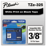 Brother P-Touch TZe Standard Adhesive Laminated Labeling Tape, 0.35" x 26.2 ft, White on Black View Product Image