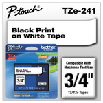 Brother P-Touch TZe Standard Adhesive Laminated Labeling Tape, 0.7" x 26.2 ft, Black on White (BRTTZE241) View Product Image