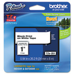 Brother P-Touch TZe Standard Adhesive Laminated Labeling Tape, 0.94" x 26.2 ft, Black on White (BRTTZE251) View Product Image