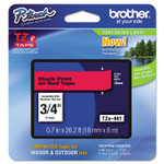 Brother P-Touch TZe Standard Adhesive Laminated Labeling Tape, 0.7" x 26.2 ft, Black on Red (BRTTZE441) View Product Image