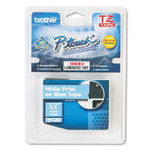 Brother P-Touch TZe Standard Adhesive Laminated Labeling Tape, 0.7" x 26.2 ft, White on Blue View Product Image