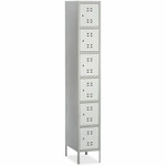 Safco Six-Tier Two-tone Box Locker with Legs - 18" Width x 12" Depth x 78" Height - Recessed Locking Handle - Gray Product Image 