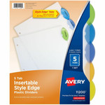 Avery Insertable Style Edge Plastic Dividers, 5 tabs, 1 set - 5 x Divider(s) - 5 Tab(s) - 5 - 5 Tab(s)/Set - 8.5" Divider Width x 11" Divider Length Product Image 