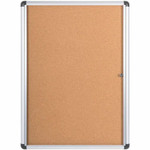 MasterVision SlimeLine Magnetic Enclosed Board - 36.60" Board Height x 26.40" Board Width x 0.70" Board Depth - Natural Cork Surface - Magnetic, Resilient, Locking Door, Self-healing - Anodized Aluminum Frame - 38" Height x 28" Width Product Image 