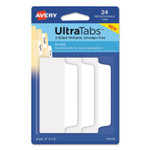 Avery Ultra Tabs Repositionable Tabs, Wide and Slim: 3" x 1.5", 1/3-Cut, White, 24/Pack (AVE74776) View Product Image