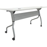Lorell Flip Top Training Table - White Top - Silver Base - 4 Legs - 23.60" Table Top Length x 60" Table Top Width - 29.50" Height Product Image 
