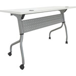 Lorell Flip Top Training Table - White Rectangle Top - Silver Folding Base - 4 Legs - 23.60" Table Top Length x 48" Table Top Width - 29.50" Height Product Image 