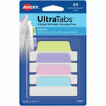 Avery UltraTabs Repositionable Margin Tabs - 48 Tab(s) - 1" Tab Height x 2.50" Tab Width - Clear Film, Pastel Blue Paper, Pastel Pink, Pastel Purple, Pastel Green Tab(s) Product Image 