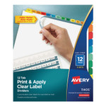 Avery Print and Apply Index Maker Clear Label Dividers, 12-Tab, Color Tabs, 11 x 8.5, White, 5 Sets (AVE11405) View Product Image