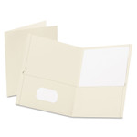Oxford Twin-Pocket Folder, Embossed Leather Grain Paper, 0.5" Capacity, 11 x 8.5, White, 25/Box (OXF57504) View Product Image