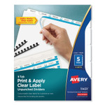 Avery Print and Apply Index Maker Clear Label Unpunched Dividers, 5-Tab, 11 x 8.5, White, 5 Sets (AVE11431) View Product Image