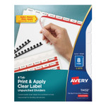 Avery Print and Apply Index Maker Clear Label Unpunched Dividers, 8-Tab, 11 x 8.5, White, 5 Sets (AVE11432) View Product Image