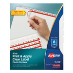 Avery Print and Apply Index Maker Clear Label Plastic Dividers w/Printable Label Strip, 8-Tab, 11 x 8.5, Frosted Clear Tabs, 1 Set (AVE11450) View Product Image