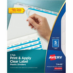 Avery Index Maker Clear Label Dividers - 5 x Divider(s) - 5 - 5 Tab(s)/Set - 8.5" Divider Width x 11" Divider Length - 3 Hole Punched Product Image 