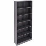 Lorell Laminate Bookcases - 36" Width x 12" Depth x 84" Height - 6 x Shelf(ves) - Sturdy, Laminated, Adjustable Shelf, Adjustable Feet, Square Edge - Weathered Charcoal - Medium Density Fiberboard (MDF), Thermofused Laminate (TFL) Product Image 