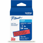 Brother Genuine P-touch TZe451 BK on RD Label Tape, Laminated, 24mmX8m - x 15/16" Width - Red Product Image 