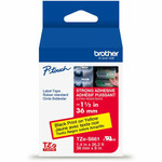Brother Genuine P-touch TZeS661 BK on YL Label Tape, Strong Adhesive Lam., 36mmX8m - x 1 27/64" Width - Yellow Product Image 