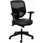HON Prominent Chair - Black Seat Color - Bonded Leather Seat Material - Black Back Color - Reinforced Resin, Mesh Back Material - Black Frame Color Product Image 