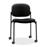 HON VL606 Stacking Guest Chair without Arms, Fabric Upholstery, 21.25" x 21" x 32.75", Black Seat, Black Back, Black Base View Product Image