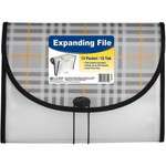 C-Line Letter Expanding File - 8 1/2" x 11" - 1 1/2" Expansion - 13 Pocket(s) - Polypropylene, Plaid - Durable, Archival-safe, Elastic Closure Product Image 