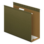 Pendaflex Extra Capacity Reinforced Hanging File Folders with Box Bottom, 4" Capacity, Letter Size, 1/5-Cut Tabs, Green, 25/Box (PFX4152X4) View Product Image