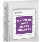 C-Line Magnetic Shop Ticket Holders - Support 9" x 12" Media - Vinyl - Clear - Durable Product Image 