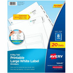 Avery Big Tab Printable Large White Dividers with Easy Peel, 8 Tabs - 160 x Divider(s) - 8 - 8 Tab(s)/Set - 8.5" Divider Width x 11" Divider Length - 3 Hole Punched Product Image 