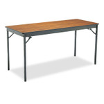 Barricks Special Size Folding Table, Rectangular, 60w x 24d x 30h, Walnut/Black View Product Image