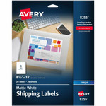 Avery White Shipping Labels, 8-1/2" x 11" , 20 Labels (8255) - 8 1/2" Width x 11" Length - Permanent Adhesive - Inkjet - Matte - White Product Image 