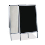 MasterVision Reversible Wet Erase Sign Board, Black 23" x 33" Surface, Satin Aluminum Frame, 24" x 24" x 42" View Product Image
