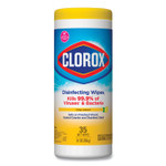 Clorox Disinfecting Wipes, 1-Ply, 7 x 8, Crisp Lemon, White, 35/Canister (CLO01594EA) View Product Image