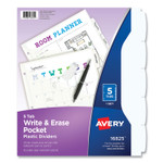Avery Write and Erase Durable Plastic Dividers with Straight Pocket, 5-Tab, 11.13 x 9.25, White, 1 Set (AVE16825) View Product Image