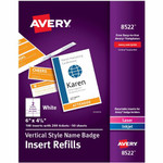 Avery Vertical Name Badge and Ticket Insertsfor Laser and Inkjet Printers - Print/Message - "Vertical, Portrait - 4.3" Width x 6" Height - Rectangular Shape - Double Sided Product Image 
