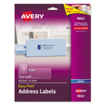 Avery Matte Clear Easy Peel Mailing Labels w/ Sure Feed Technology, Inkjet Printers, 1.33 x 4, Clear, 14/Sheet, 25 Sheets/Pack (AVE8662) View Product Image