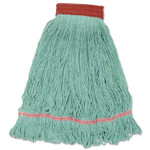 Boardwalk Wideband Looped-End Mop Heads, Large, Green, 12/Carton View Product Image