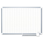 MasterVision Gridded Magnetic Steel Dry Erase Planning Board, 1 x 2 Grid, 48 x 36, White Surface, Silver Aluminum Frame (BVCMA0592830) View Product Image