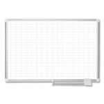 MasterVision Gridded Magnetic Steel Dry Erase Project Planning Board, 1" x 2" Cells, 72" x 48", White Surface, Satin Aluminum Frame View Product Image