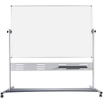 MasterVision Magnetic Dry Erase 2-sided Easel - 72" (6 ft) Width x 48" (4 ft) Height - White Lacquered Steel Surface - Silver Aluminum Frame - Rectangle - Portable Product Image 