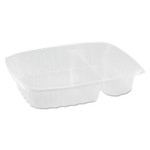 Dart StayLock Clear Hinged Lid Containers, 3-Compartment, 8.6 x 9 x 3, Clear, Plastic, 100/Packs, 2 Packs/Carton (DCCC55UT3) View Product Image